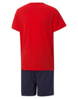Puma completo maglietta manica corta e pantaloncino da ragazzo in cotone Jersey 847310-11 rosso-blu