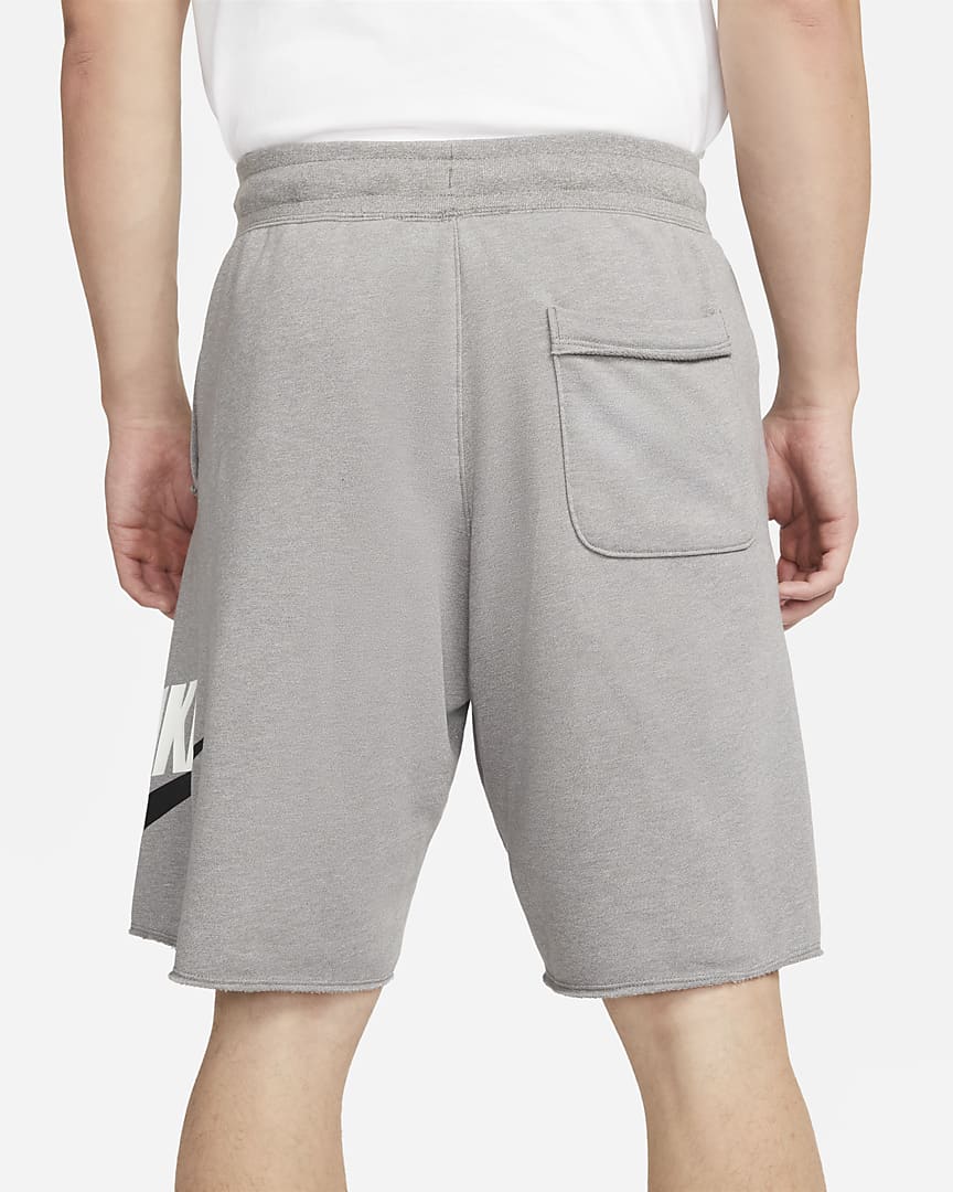 Nike Pantaloncino da uomo in cotone garzato Alumni Essentials Casual Sport DM6817-029 flat pewter-heather