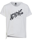 Adidas T-shirt manica corta in cotone da ragazza con nodo laterale HR5818 white